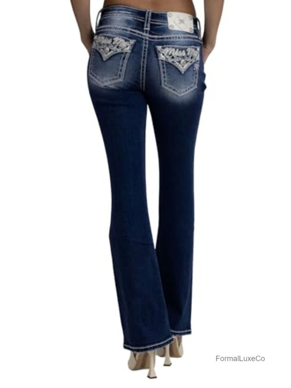 Miss Me Embellished Faux Flap Bootcut Mid-Rise Jeans